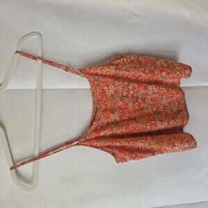 O-Neill Floral Pattern Spaghetti Strap Crop Top - Small